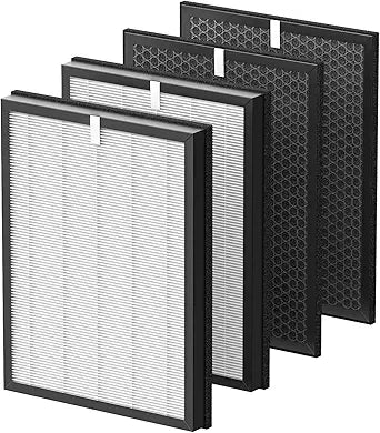 AP-B102 Replacement Filter Set Compatible with Alexapure Breeze AP-B102 and 3049 Air Purifier, 2 HEPA + 2 Carbon Filters, Replaces Part # AP-B103(HEPA Filter) and #AP-B104(Carbon Filter)