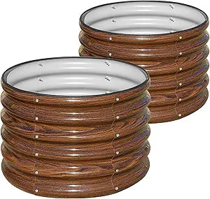SnugNiture Raised Garden Bed, 2 PCS 221.5ft Round Galvanized Outdoor Planter Box, 17" Tall Deep Metal Garden Bed Kit for Planting Vegetables, Fruits, Flowers, Brown