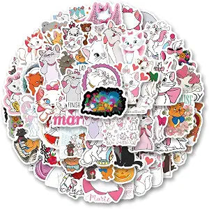 63pcs Aristocats Sticker, Cute Cartoon Vinyl Waterproof Stickers for Water Bottle,Skateboard,Laptop,Phone,Journaling,Scrapbooking Decals for Party Supply Decor