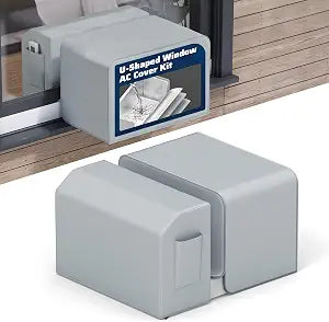 Window Air Conditioner Covers Kit for U Shaped Window AC Unit, Outdoor Insulated Air Conditioner Cover with Foil & Dustproof Indoor AC Cover, Full Coverage Protection for Winter,Grey