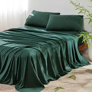 Queen Size 4 Piece Sheet Set, Blend Rayon Derived from Bamboo