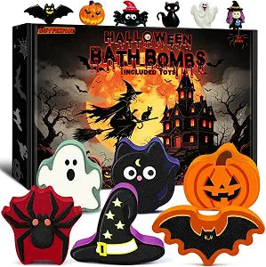 Halloween Bath Bombs for Kids with Toys Inside, 6 Pack Boo Basket Stuffers