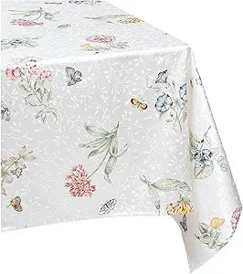 Lenox Butterfly Meadow 60x84 Rectangle Tablecloth - Machine Washable, Wrinkle-Resistant, Table Cover
