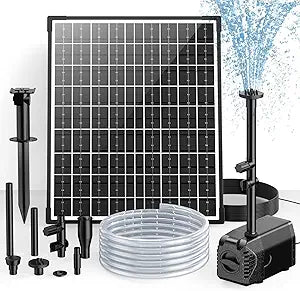 POPOSOAP 30W Solar Fountain Pump, 430GPH Solar Pond Pump with Adjustable Flow, 6.6FT Water Pipe for Outdoor Garden Ponds, Fish Tank, Backyard Water Features