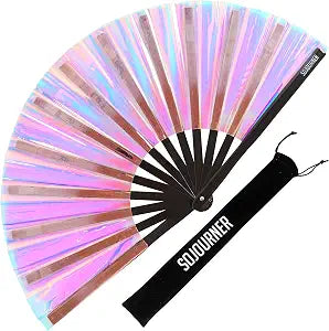 SoJourner Folding Rave Fan, Holographic Velvet