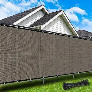 6' X 50' Brown Privacy Screen Fence Heavy Duty 220 GSM Windscreen & Dustproof Fence 98% Visibility Blocking Ideal for Outdoor Patio Pool Balcony Backyard