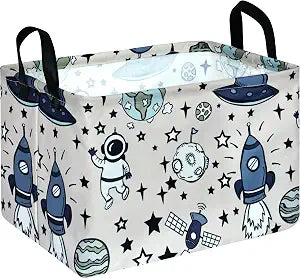 Rec Spaceman Print Box Hamper Storage Basket Collapsible Organizer Bin Gift Shelf Baskets for Home and Kitchen Storage