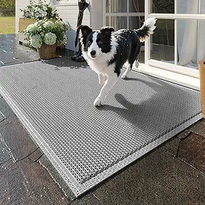 Front Door Mat 24''x36'', Drainage Heavy Duty Dirt Trapping Non-Slip Doormats, Outdoor Rubber Floor Mats, Restaurant Commercial Kitchen Industral Pool Entrance Bar Wet Area, Grey