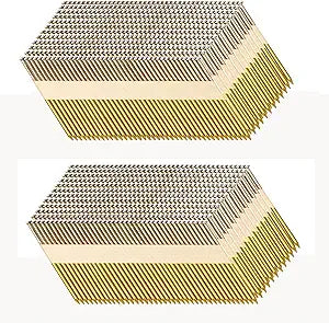 HW HAMWOO 34Framing Nails,D Head Nail Pack,Galvanized Paper Tape Strip Nails,Smooth Shank,for 30 to 34 Degree Framing Nailer(3-1/2":1000Pcs)