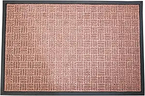 ULTRALUX Premium Indoor Outdoor Door Mat 35 x 59 Absorbent, Strong, Non-Slip Entry Rug Heavy Duty Rubber Backed Doormat, Brown Dirt Barrier Entrance Mat