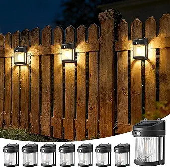 PEVOROS Solar Fence Lights, 8 Pack Solar Motion Fence Deck Lights Outdoor, 3 Modes for Step Wall Step Shed Patio Front Door Garage (6x3.6x2.2 inch)