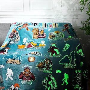 HunnmingRe 50"x60" Glow in Dark Bigfoot Blanket Sasquatch Throw for Men