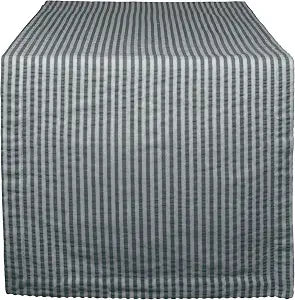 DII 100% Cotton Seersucker Striped Tabletop Collection, Gray, Table Runner, 14x72, 1 Piece