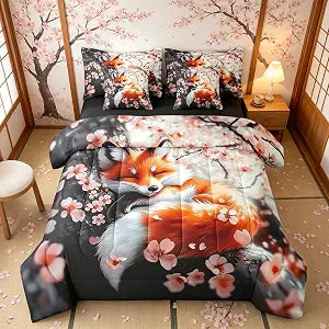 Feelyou Fox Comforter Set with Sheets King Size for Kids Boys Girls