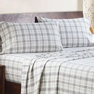Superior Plaid Flannel Cotton Pillowcases, Pillow Case 2 Pack, Classic Rustic Farmhouse Pillow Covers, Fuzzy Warm Bedding Basics, Soft Bedroom Essentials, Bed Accents, Set of 2, Standard, Charcoal