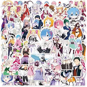 50Pcs Re:Zero - Starting Life in Another World Stickers for Water Bottle, Cute Anime Cartoon Waterproof Vinyl Stickers for Teen Girl Kids Laptop Skateboard Bike Guitar Laggage Helmet Notebook