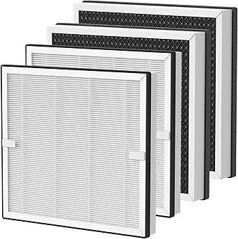 4 Packs Europa Replacement Filters Compatible with Afloia Europa Air Cleaner Purifier, 3-in-1 Filter of Pre-Filter and Activated Carbon Filters