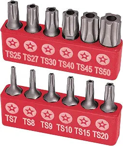 Torx Plus 5-Point Tamper-Proof Security Bits - 12Pc Torx Star 5 Point, Security Tamper Proof, Driver Bit Set TS7,8,9,10,15,20,25,27,30,40,45,50 Multifunction Damage/Shear Resistant Torque Kit