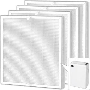 4 Packs E-300L True HEPA Replacement Filter Compatible with MOOKA and MOOKA Family E-300L Air Cleaner Purifier for Large Room, H13 True HEPA and Activated Carbon Filter