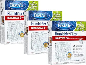 BestAir HW700-PDQ-3 Extended Life Humidifier Replacement Paper Wick Humidifier Filter, For Honeywell HCM750, 750-TGT (HAC-700), 5.9" x 1.8" x 6.8", 3 Pack (6 Filters)