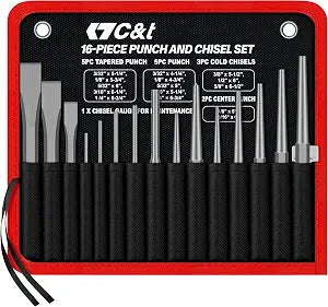 C&T 16-Piece Punch and Chisel Set with Storage Pouch
