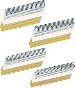 HW HAMWOO 34Framing Nails,D Head Nail Pack,Hot Dipped Galvanized Paper Tape Strip Nails,Ring Shank,for 30 to 34 Degree Framing Nailer(2",2-1/2",3", 3-1/2",960Pcs)