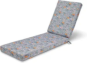 Classic Accessories Vera Bradley Water-Resistant Patio Chaise Lounge Cushion, 21 x 44 x 28 x 3 Inch, Rain Forest Toile Gray/Gold, Outdoor Seat Cushions