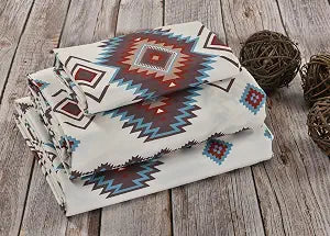 De Leon Collections Sonoma Diamonds Southwestern Tribal Geometric Twin Sheet Set Sheet and Pillowcase Set