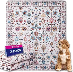 Non-Slip Washable Pee Pads for Dogs, 2 Pack 48''x60'' Super Absorbent and Leak-Proof Reusable Puppy Pads, Pet Training Pads Protect Against Urine Leakage, Soft, Quick-Dry