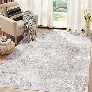 Washable Rug 6x9 Area Rugs for Living Room: Modern Abstract Neutral Soft Carpet for Bedroom Dining Room Under Kitchen Table Home Office Decor - Brown/Grey