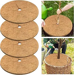 Legigo 4pcs Coconut Fiber Mulch Ring Tree Plant Protector Mat, 30 Inch Natural Coco Coir Tree Mulch Ring Plant Pot Soil Cover, Tree Rings Disc Plant Cover for Indoor Outdoor Plants, Landscaping