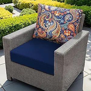 Fabuday Outdoor Chair Cushions Patio Furniture - 22 x 22 Inch Deep Seat & Back Pillow Rain-Proof Cover Removable Replacement with Ties for Wicker Sofa Couch Sunbrella Outside Red Floral