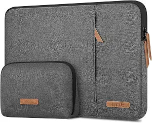 Lacdo 360 Protective Laptop Sleeve Case for 15 inch MacBook Air M5/A3448 (2026), M4 A3241 2025, M3 A3114, M2 A2941 2024-2023, 15" MacBook Pro A1990 A1707, Computer Bag with Accessory Pouch, Dark Gray