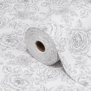 Drawer and Shelf Liner for Kitchen Cabinets Non-Adhesive, Non-Slip Cabinet Liner Shelf Paper Strong Grip Waterproof Easy to Clean for Kitchen Shelves Cupboard, Flower,23.6IN X 10FT