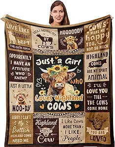 Highland Cow Blanket, Highland Cow Gifts for Women, Cow Gifts for Women for Birthday/Christmas Soft Throw Blanket 80"x60"