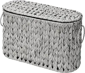 GRANNY SAYS Toilet Paper Storage Basket with Lid and Handle, Durable Toilet Paper Holder, Waterproof Bathroom Organizers and Storage, Wicker Basket for Bathroom Storage, Grey