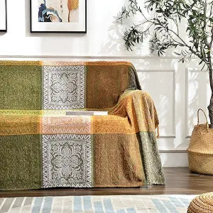 Boho Sofa Cover, Bohemian Throw Blanket Tassels Hippie Decor Covers Couch Chair loveseat Furniture Bed Bohemian Tribal Fringe slipcover