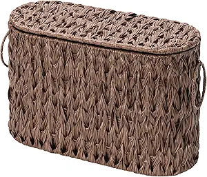 GRANNY SAYS Toilet Paper Storage Basket with Lid, Woven Toilet Paper Holder, Waterproof Bathroom Organizers and Storage, Wicker Basket for Bathroom Storage, Brown