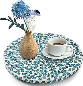 Lazy Susan for Countertop - Lazy Susan for Table, Mother of Pearl Turntable Organizer, Wood Round Spinning Tray Rotating for Kitchen, Cabinet, Counter Spice Pantry.12.5 Inch