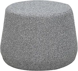 Lifestyle Solutions 24 Waverly Ottoman Round Soft Sherpa Bench, Stationary Ottomans, Backless Chair, Footrest for Living Room, Footstool Office, Bedroom, Padded Seat, Marled Gray