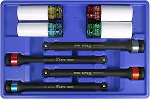 Astro Pneumatic Tool 78818 8-Piece Torque Limiting Extension And Protective Impact Socket Combo Set