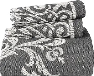 SUPERIOR Cotton Blend Bedspread Jacquard Medallion Bedding, Twin, Charcoal