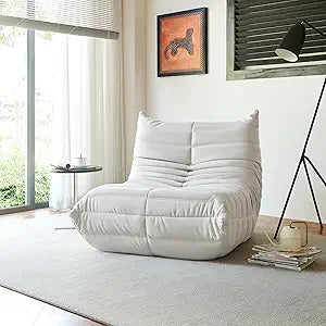 Bean Bag Chair - Corner Sofa, Fireside Chair Bean Bag Sofa Large Bean Bag Chair for Adults,Fireside Floor Couch for Living Room, Bedroom, Gaming & Office (Yellow, Single) (White, Single)