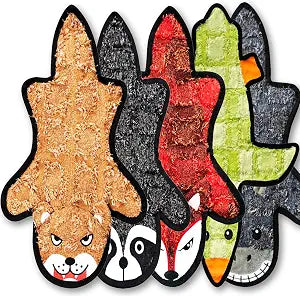 Jalousie 5 Pack Ultra Tough No Stuffing Squeaky Dog Toys for Large Dogs No Mess Interactive Durable Plush Chew Toy Indestructible Dog 6 Layers (5 Pack Ultra Tough Canvas Oxford, Large to XLarge)