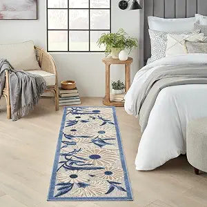 Nourison Home Aloha Blue Grey 2' x 6' Area Rug - Easy Clean, Non Shedding, Bed Room, Living Room, Dining Room, Kitchen (6' Runner)