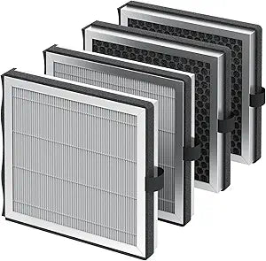 JF500 Replacement Filter Compatible with JF500 Air Purifier, 3-in-1 HEPA 13 Filtration System, 4 Pack
