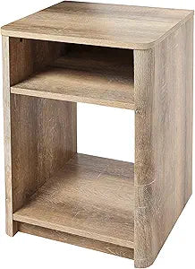 Creative Co-Op Wood End Table with Storage, Coastal Oak