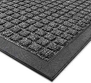 100pointONE Sturdy Indoor Outdoor Front Door Mat Outside Entrance, All-Season Weather 48" x 36" Doormat for Entryway, Non Slip Rubber Backing Welcome Floor Mats for Entry Patio Porch, Grey
