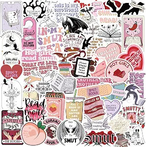 52Pcs Book Stickers for Kindle, Smutty Bookish Sticker Pack for Readers Adult Spicy Booktok Vinyl Decals for Laptop Ebook Reader Water Bottle Girls Holographic Waterproof Smut Romance (Smut)