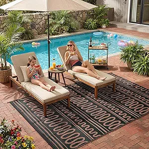 Beeiva Waterproof Outdoor Rug 6x9 for RV Camping, Reversible Outdoor Mat for Porch, Balcony, Picnic, Plastic Straw Rug Black Brown